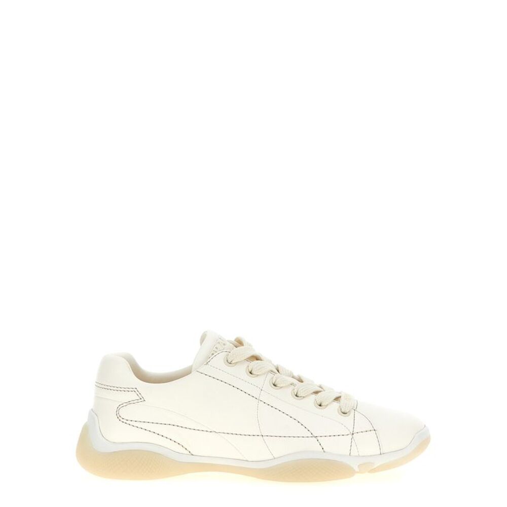 Prada White Lamb Leather Low Top Women's Sneakers